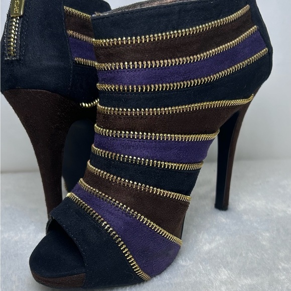 Colin Stuart Black, Purple, and Brown Ankle Booties - Picture 1 of 5